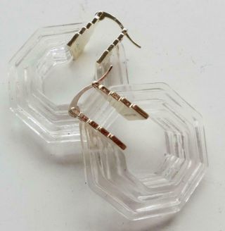 Celine Paris Vintage Earrings Haute Couture Clear Ribbed Resin Hoops