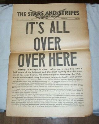 Vintage World War Ii Stars And Stripes,  V - E Day,  May 8,  1945,  It 