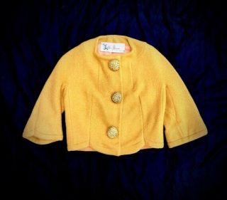 Vintage 1950s 1960s Lilli Ann Wool Mustard Yellow Crop Jacket Xs Petite