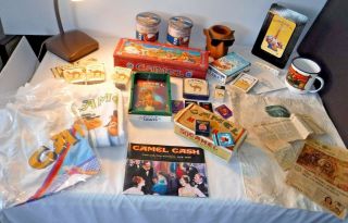 Vintage Joe Camel Cigarette Variety Of Collectibles Tins Matches Kegs Game Light