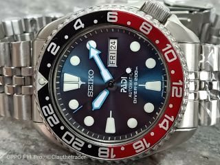 Vintage Seiko 6309 - 729a Dark Blue Mod Slim Turtle Automatic Men Watch 744972