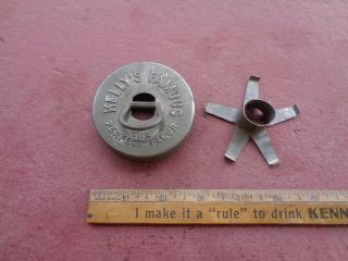 EARLY Antique Tin Advertising KELLY ' S FAMOUS Flour Biscuit Cookie Cutter 7