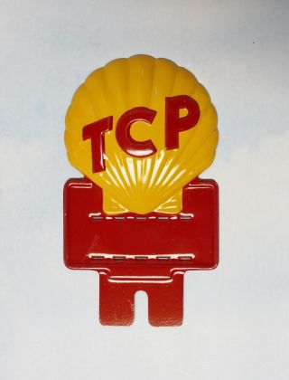 Vintage Tcp Shell Oil License Plate Topper