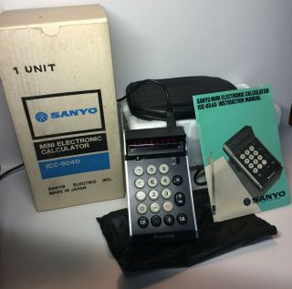 Vintage Sanyo Icc - 804d Calculator,  Box,  Hardly - If Ever