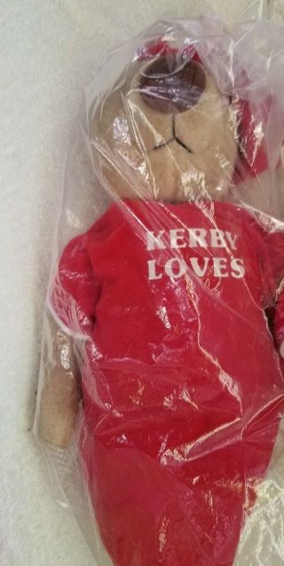 Vintage Kerby Plush Brown Stuffed Bear With Red Gown.  1984