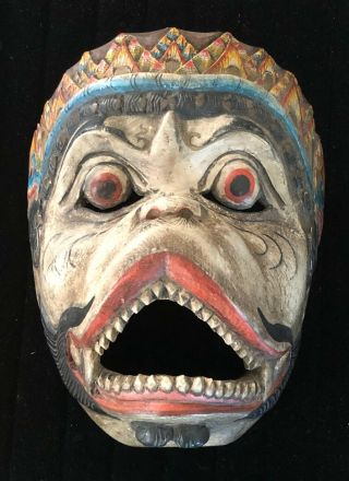 Bali Balinese Vintage Topeng - Hand Carved Polychrome Dance Mask