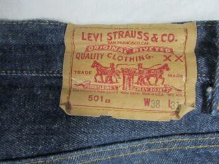 Vtg 80s USA Made Levi 501 Button Fly DARK Denim Jeans Tag 38x31 Measure 38x30 2