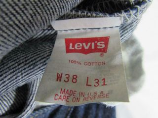 Vtg 80s USA Made Levi 501 Button Fly DARK Denim Jeans Tag 38x31 Measure 38x30 3