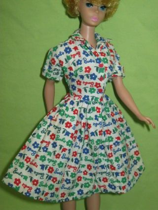 Vintage 1965 Barbie Fashion 1034 Rare Learn To Cook Variation Hostess Set Dress