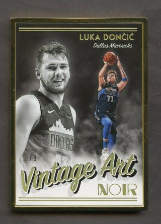 2018 - 19 Panini Noir Vintage Art Framed Luka Doncic Mavericks Rc Rookie 3/9