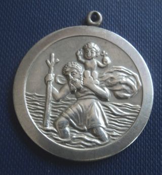 Large Vintage Stg.  Silver St.  Christopher Pendant Georg Jensen Ltd Shop H/m 1974