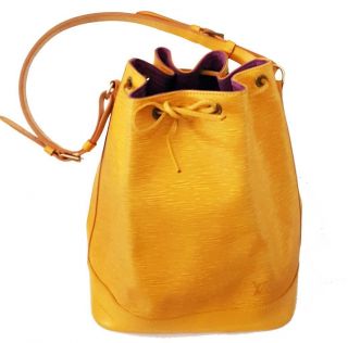 Authentic Vintage Louis Vuitton Noe Large Gm Yellow Epi Leather Purple Lining