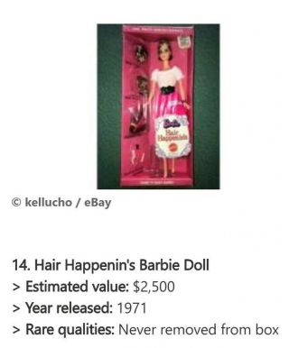 VERY RARE 1971 EXCLUSIVE HAIR HAPPENIN ' S BARBIE WITH ACCESSORIES. 5