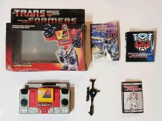 Vintage Transformers G1 Blaster Action Figure,  Gun,  Box & More Hasbro Takara