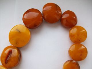 170G Antique Old Baltic Egg Yolk Amber Round Beads Necklace Natural 4