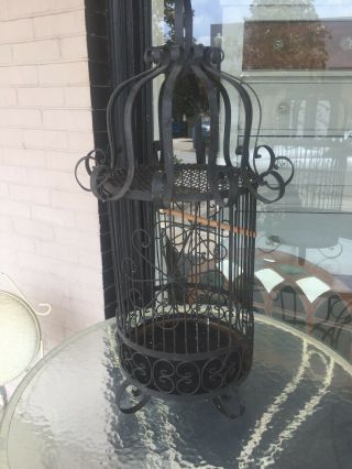 Large Antique Vintage Victorian Fancy Wrought Iron Bird Cage - Heavy & Unique