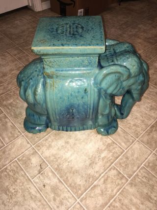 Vintage Asian Elephant Plant Stand Garden Seat Side Table