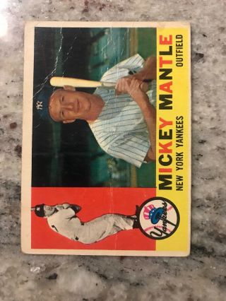 Vintage 1960 Topps Baseball 350 Mickey Mantle Ny Yankees