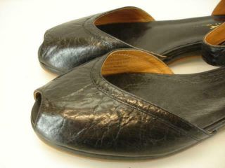Womens 10 M Remix Como Black Leather Ankle Strap Sandals Vintage Peep Toe Wedge 2