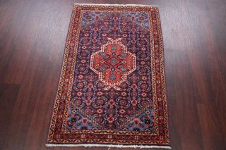 VINTAGE Geometric Navy Blue Ardebil Persian Area Rug Oriental Wool Carpet 2 ' x4 ' 2