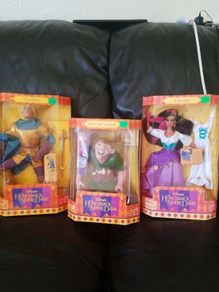 Esmeralda,  Phoebus,  And Quasimodo Doll Hunchback Notre Dame Mattel 95 Nib