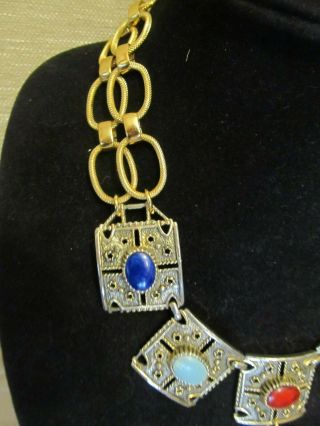 Vintage Sarah Coventry Etruscan Cabochon Statement Necklace Repurposed 6