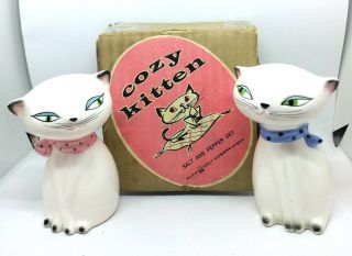 Vintage Holt - Howard Cozy Kitten Salt & Pepper Shaker Set With Box