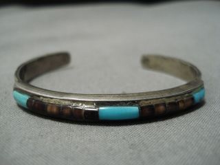 Vintage Navajo Turquoise Heishi Sterling Silver Native American Bracelet