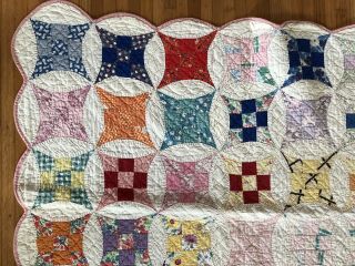 Vintage Cathedral Window Quilt 74“ X 64“ 5
