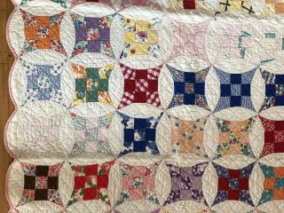 Vintage Cathedral Window Quilt 74“ X 64“ 6