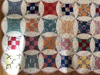 Vintage Cathedral Window Quilt 74“ X 64“ 7