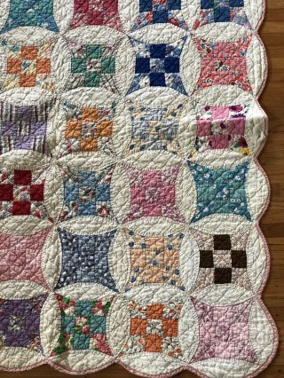 Vintage Cathedral Window Quilt 74“ X 64“ 8