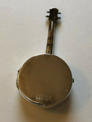 Vintage Wallace Sterling silver Banjo instrument figural pill box marked 2