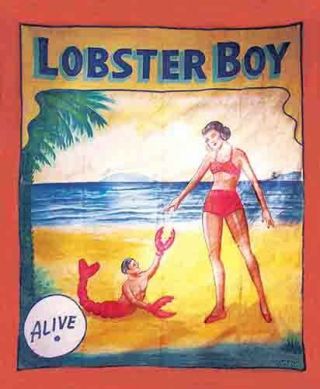 Vintage Freakshow Sideshow Circus Fair Carnival Lobster Boy Banner