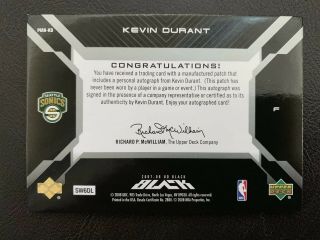 2007 - 08 UD Black Kevin Durant Rookie Auto SP RC 11/50 RARE 2