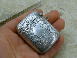 Antique Hallmarked Sterling Silver Ornate Vesta Case Match Safe