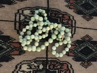 Antique 1920’s Graduated Celadon Green Jade Bead Necklace With Apple Green Flash 8