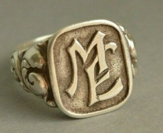Massive 11g Antique 800 Silver Me Initials Letters Men Women Signet Ring Size R