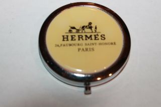 Vintage Hermes Paris Dual Mirror Compact,  Silver Metal 24 Faubourg Saint - Honore