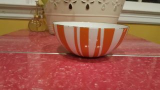 Vintage Cathrineholm Orange and White Striped Enamelware Bowl 7 