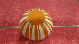 Vintage Cathrineholm Orange and White Striped Enamelware Bowl 7 