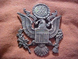 Vintage Wwii Us Army Military E.  Pluribus Unum Eagle Officer Hat Pin Badge