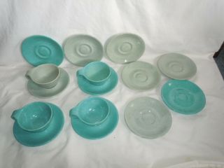 41 Pc Vtg Russel Wright Residential Blue/Gray Confetti Platter/Plates/Cups/C&S 7