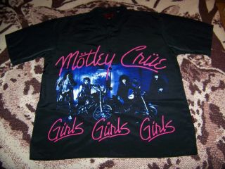 Vintage Motley Crue Girls Dragonfly Button Dress Bowling Shirt Sz Xxl Rare