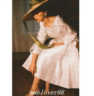 Vintage Satin 2019 3/4 Sleeve Tea Length White Wedding Dress Garden Bridal Gowns 5