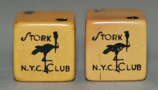 Vintage Nightclub Memorabilia Stork Club Bakelite Dice