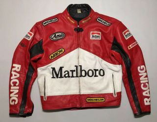 Vtg Rare Classic Marlboro World Champion Team Racing Miline Leather Jacket Xxl