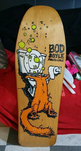 Vintage Santa Cruz Bod Boyle Skateboard Sick Cat Og Not Reissue
