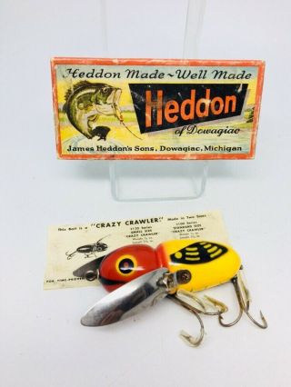 Vintage Heddon Wood Crazy Crawler 2100 Fishing Lure Minty Look