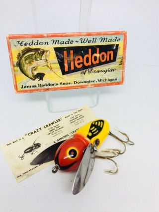 Vintage Heddon Wood Crazy Crawler 2100 Fishing Lure MINTY LOOK 2